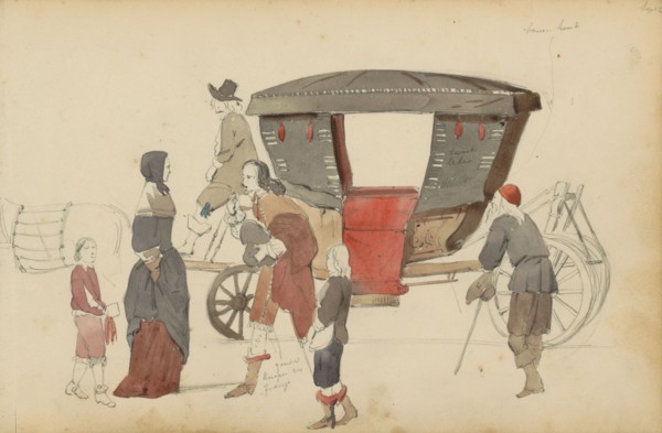 Figures and carriage, 1852.  Creator: Cornelis Springer.