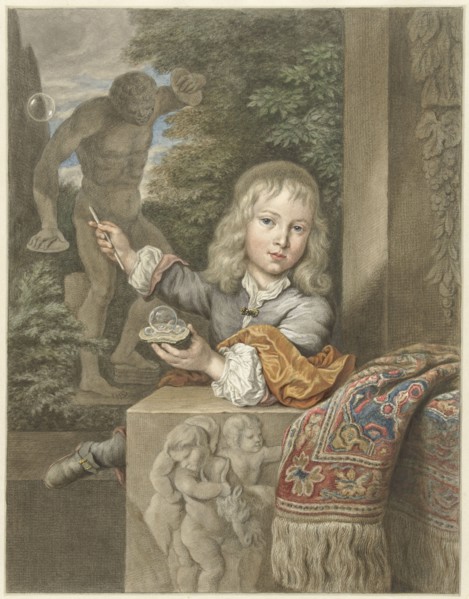 Bubble -blowing boy, 1741-1820. Creator: Abraham Delfos.