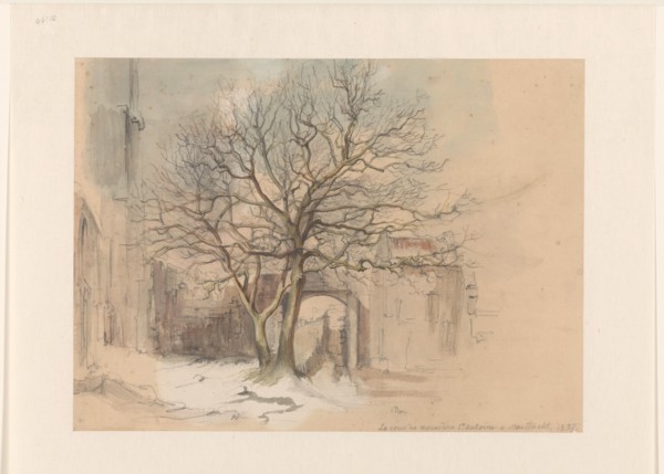Court of the Sint Antoniusklooster in Maastricht, in winter, 1837. Creator: Alexander Schaepkens.
