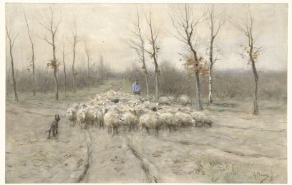 Sheep herd on the heathland near Laren, 1848-1888. Creator: Anton Mauve.