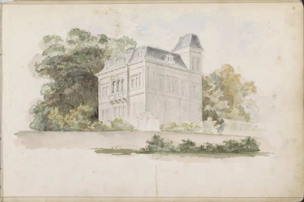 Detached villa with tower near trees, 1862-1867. Creator: Isaac Gosschalk.