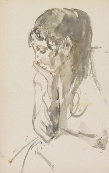 Seated woman with one hand under her chin, 1875-1934. Creator: Isaac Lazerus Israels.