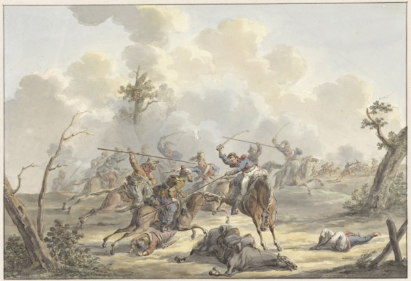 Attack between Cossacks of Crimea and French Riding Artillery, 1817. Creator: Jan Antony Langendijk.