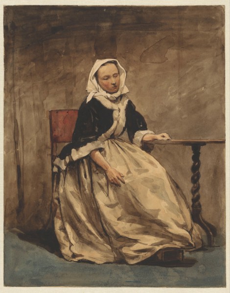 Seated woman next to a small table, 1832-1880. Creator: Jan Weissenbruch.