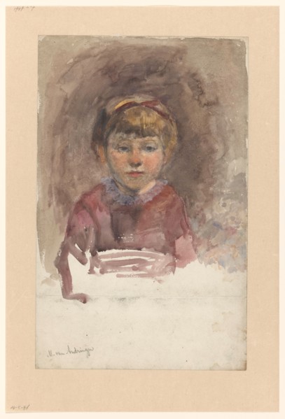 Portrait of a child from the front, 1874-1918. Creator: Martinus van Andringa.