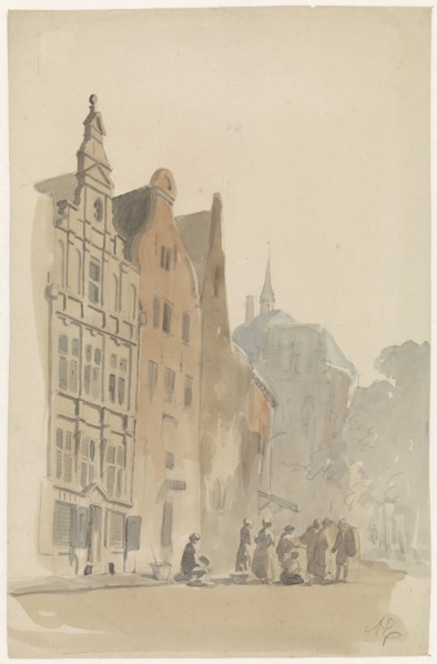 Round Lutheran church and some houses in Amsterdam, 1828-1897. Creator: Adrianus Eversen.