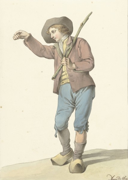 Farm boy pointing with right hand, 1778-1808. Creator: Aletta de Frey.