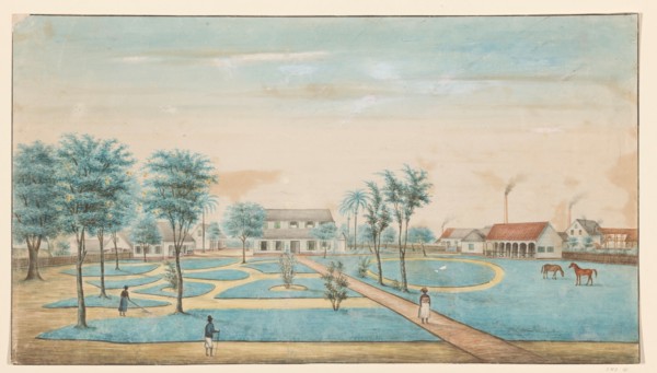 View of the sugar plantation Catharina Sophia, c.1860. Creator: Alexander Ludwich Brockmann.