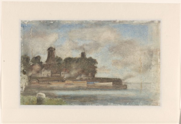Landscape with windmills by water, 1869-1937. Creator: Antonie Louis Koster.