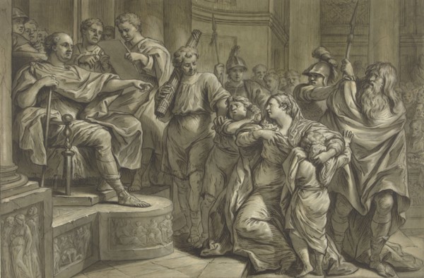 Eponina asks Vespasian for mercy for Sabinus, 1726-1783. Creator: Blaise Nicolas Lesueur.
