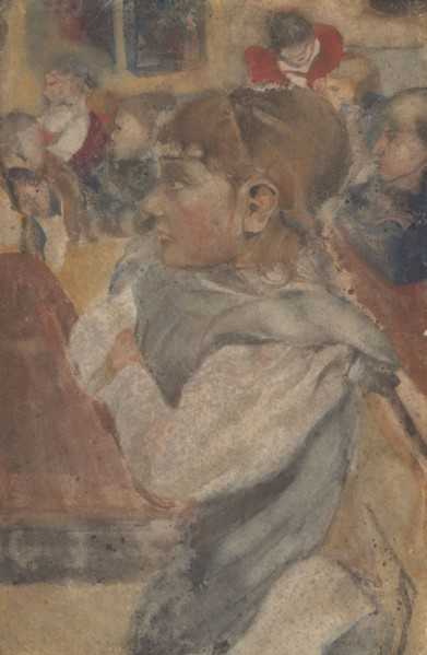 Sitting girl behind school desk, 1874-1945. Creator: Carel Adolph Lion Cachet.