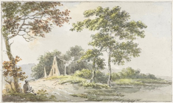 Landscape with resting hiker, 1700-1800. Creator: Caecilia Barbiers.