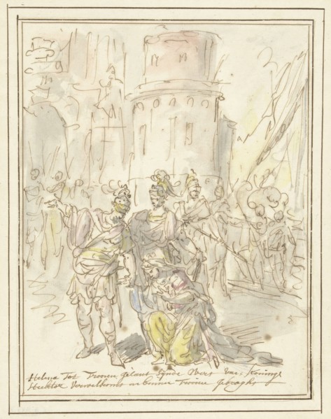 Helena is welcomed by Hector upon her arrival in Troy, 1677-1755. Creator: Elias van Nijmegen.