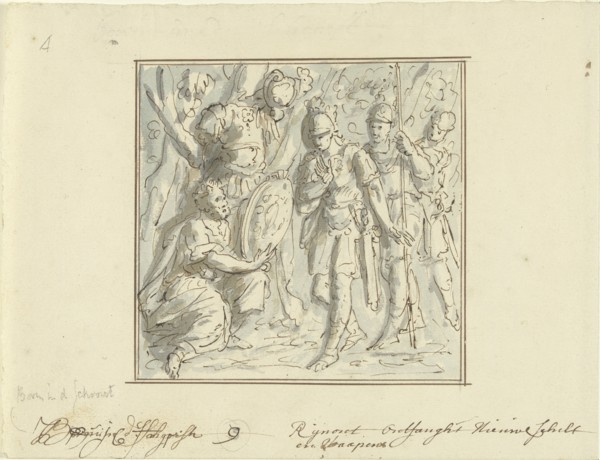 Rinaldo gets new weapons, 1677-1755. Creator: Elias van Nijmegen.
