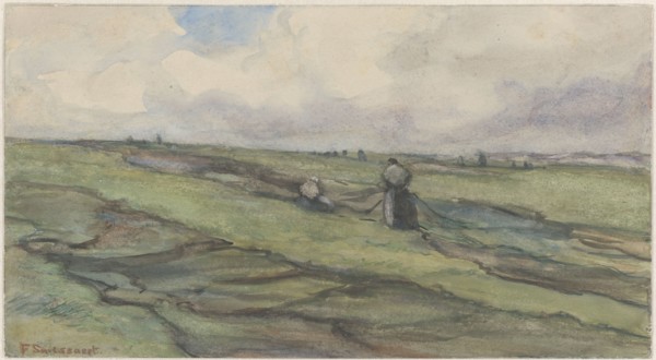 Fisherwomen mending fishing nets, 1872-1944. Creator: Frans Smissaert.