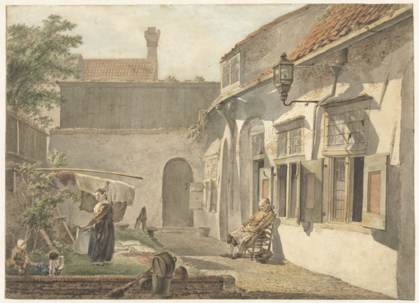 Courtyard with figures in Utrecht, 1773-1815. Creator: Hermanus van Brussel.