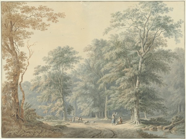 Forest view with figures, 1818. Creator: Jan Apeldoorn.