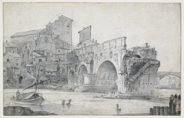View of the Ponte Rotto in Rome, Seen from the East, c.1636-c.1644. Creator: Jan Asselijin.