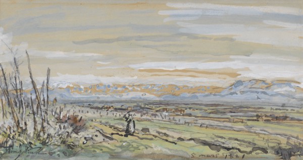 View of a flat landscape, 1881. Creator: Johan Barthold Jongkind.