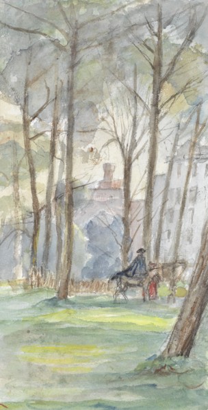 Park with figures on horseback, 1834-1911. Creator: Jozef Israels.
