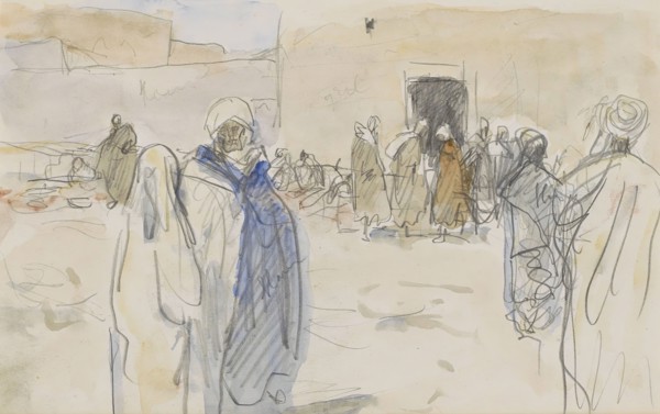 Street with figures near a house, 1923. Creator: Marius Bauer.