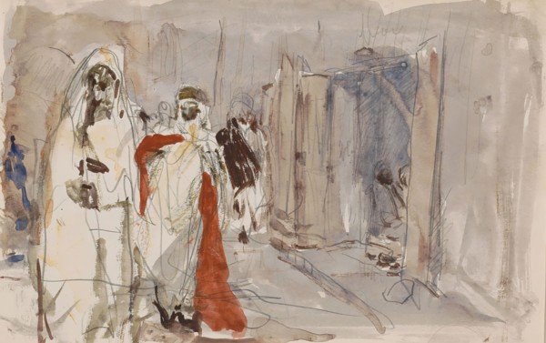 Street with figures, 1923. Creator: Marius Bauer.