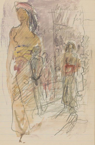 Street with Indonesians in traditional costume, 1931. Creator: Marius Bauer.