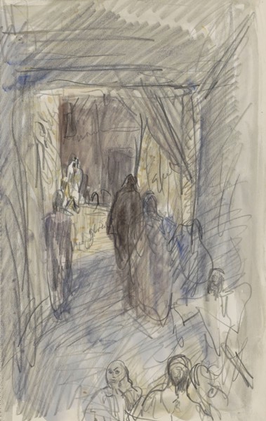 Covered street with figures, 1923. Creator: Marius Bauer.