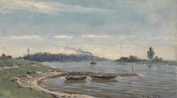 Dutch river view, 1847-1893. Creator: Pieter Louis Hoedt.