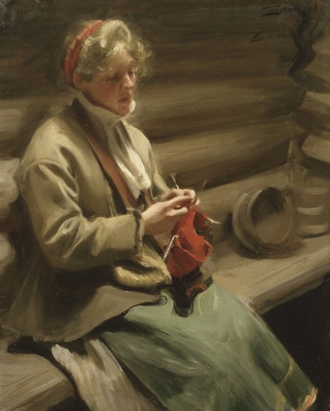 Dalecarlian Girl Knitting. Kål-Margit, 1901. Creator: Anders Leonard Zorn.