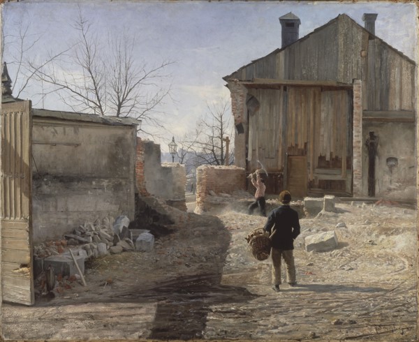 Demolishing the Old Orphanage, Stockholm, 1886. Creator: Anshelm Schultzberg.