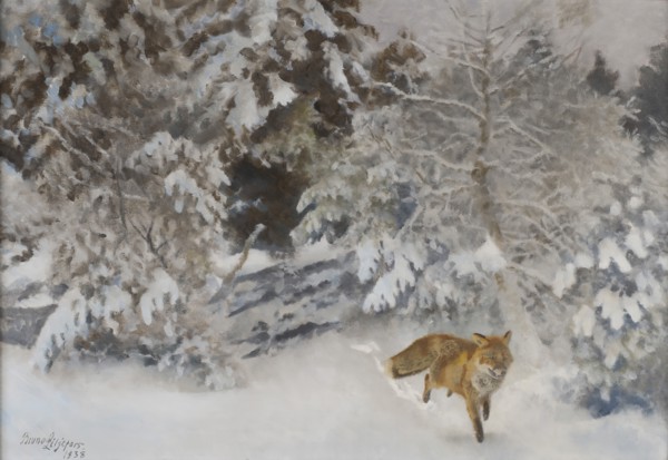 Fox in Winter Landscape, 1938. Creator: Bruno Liljefors.