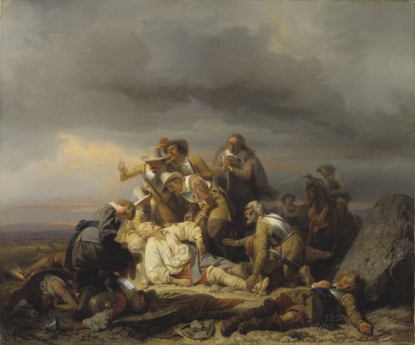 Finding the Body of King Gustav II Adolf of Sweden after the Battle of Lütze, 1855. Creator: Carl Wahlbom.