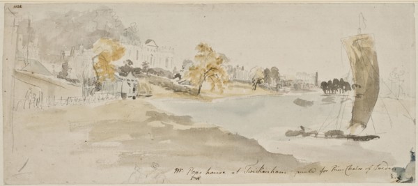 Alexander Pope's villa in Twickenham on the Thames, 1773. Creator: Elias Martin.