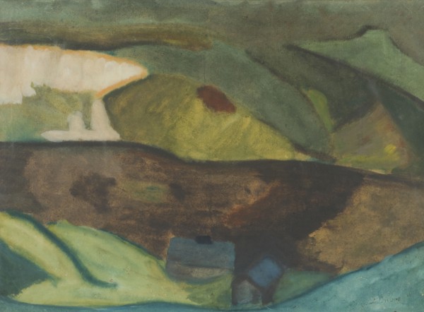 Fishing Cottages by the River. Motif from Granvåg, Faxälven, 1917. Creator: Helmer Osslund.