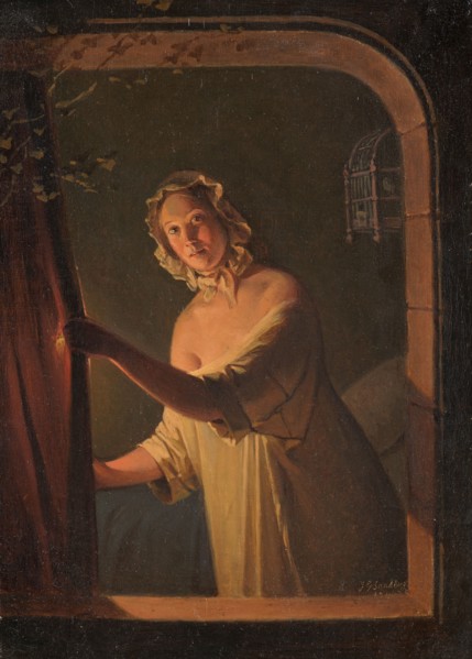Girl by candlelight, 1844. Creator: Johan Gustaf Sandberg.