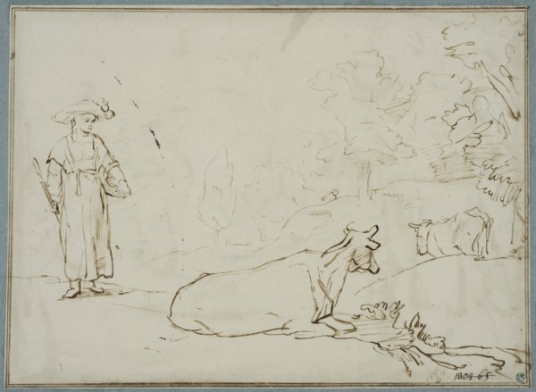 Peasant woman with two cows, 17th century. Creator: Rembrandt Harmensz van Rijn.