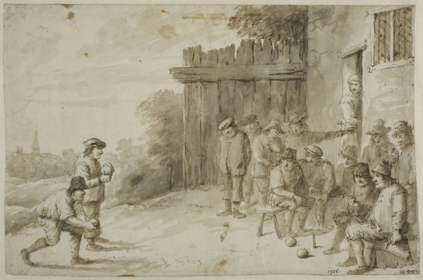 Peasants playing boules, c17th century. Creator: Unknown.