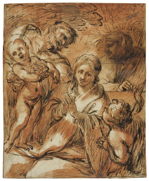The Holy Family with John the Baptist and Elizabeth, unknown date. Creator: Anon.