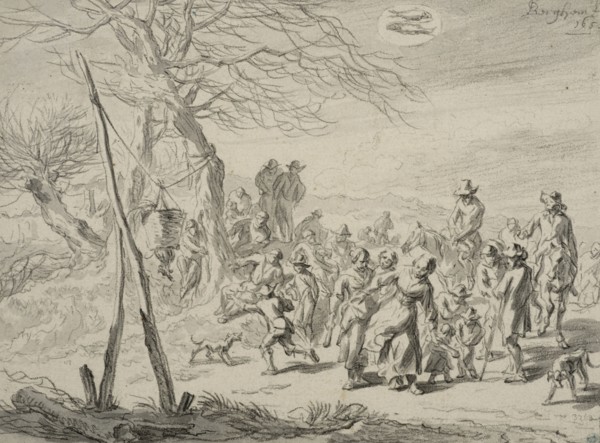 Landscape scene (February). Creator: Nicolaes Berchem.