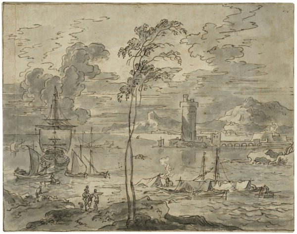 Italian landscape with a harbour, unknown date. Creator: Anon.