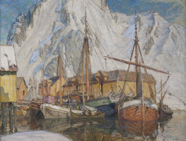 The Harbour at Svolvaer, Lofoten. Creator: Anna Katarina Boberg.