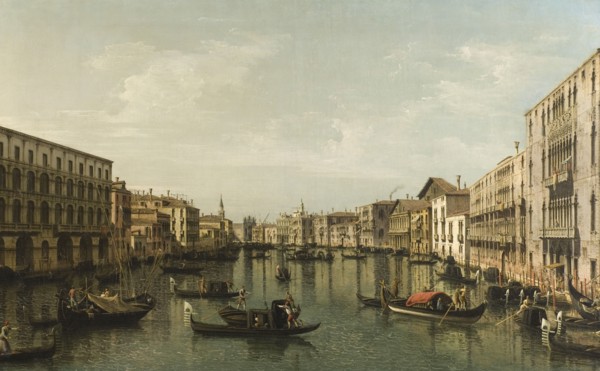 View of Grand Canal with the Palazzi Foscari and Moro Lin, mid-late 18th century. Creator: Bernardo Bellotto.