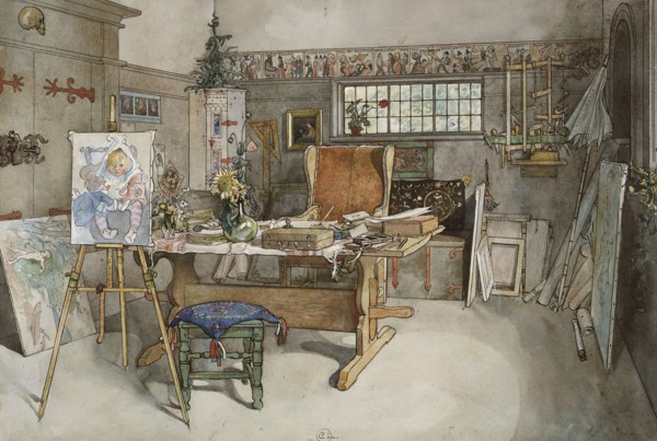 The Studio. From A Home (26 watercolours). Creator: Carl Larsson.