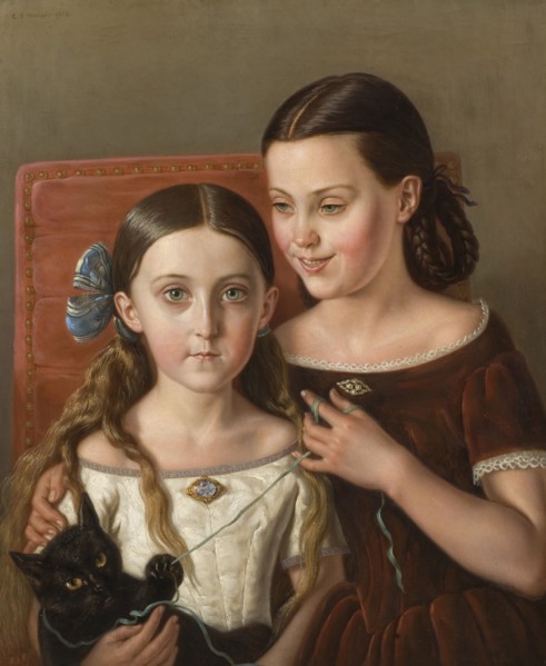 Sigrid and Anna Mazér, Nieces of the Artist, 1858. Creator: Carl Peter Mazer.