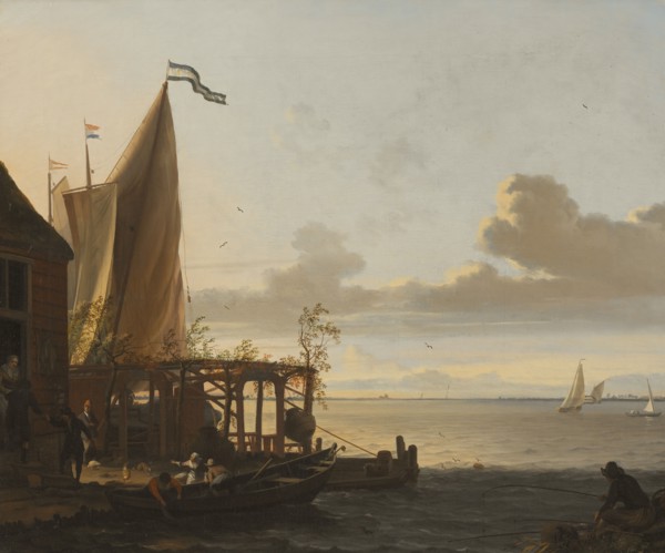 Small Harbour near a Tavern, mid-17th-early 18th century. Creator: Ludolf Bakhuizen.
