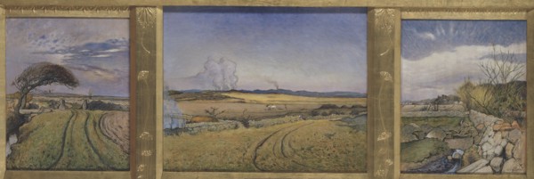Spring in Halland. Three Paintings in a Frame Sculpted by the Artist, 1894. Creator: Nils Kreuger.