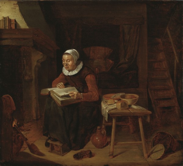 Old Woman Reading the Bible, 1663. Creator: Gerritsz Quiringh van Brekelenkam.