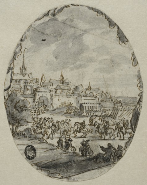Troops march into a town. Creator: Romeyn de Hooghe.