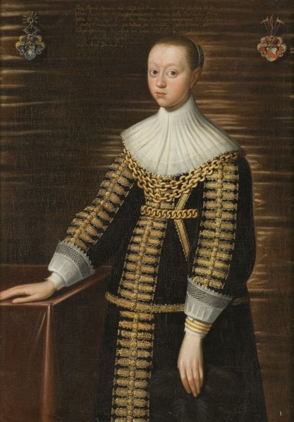 Unknown woman with the Gyllenstierna and Eka arms, early 17th century. Creator: Anon.